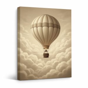 Vintage Hot Air Balloon Framed Canvas Wall Art - Ready to Hang