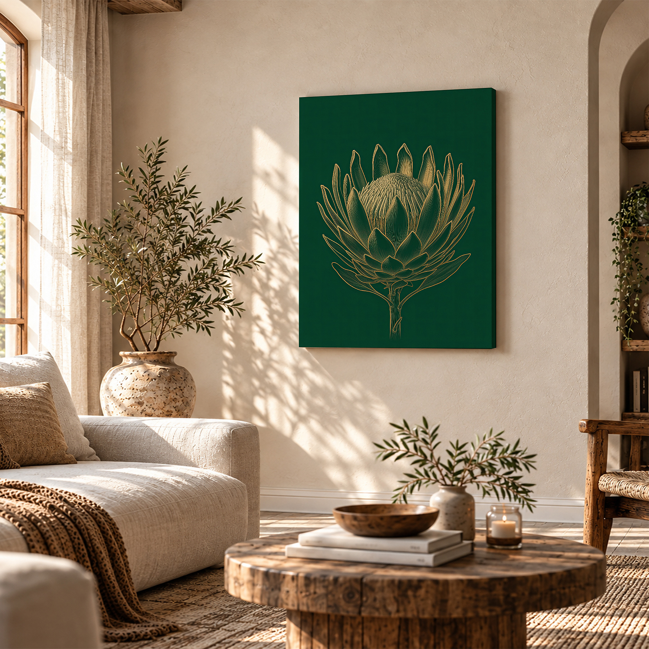 Gold Protea Botanical Framed Canvas Wall Art - Ready to Hang - Image 4