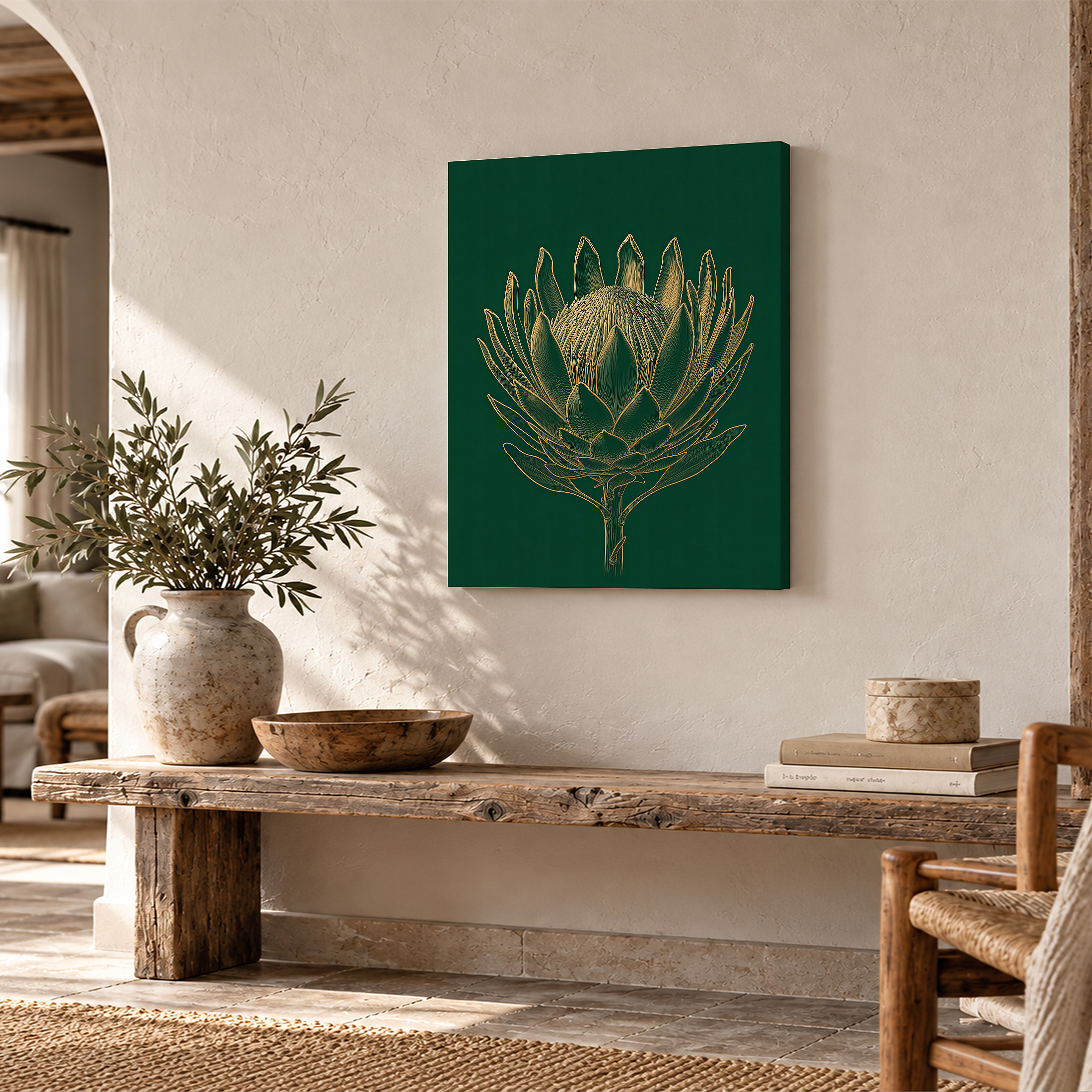 Gold Protea Botanical Framed Canvas Wall Art - Ready to Hang - Image 2