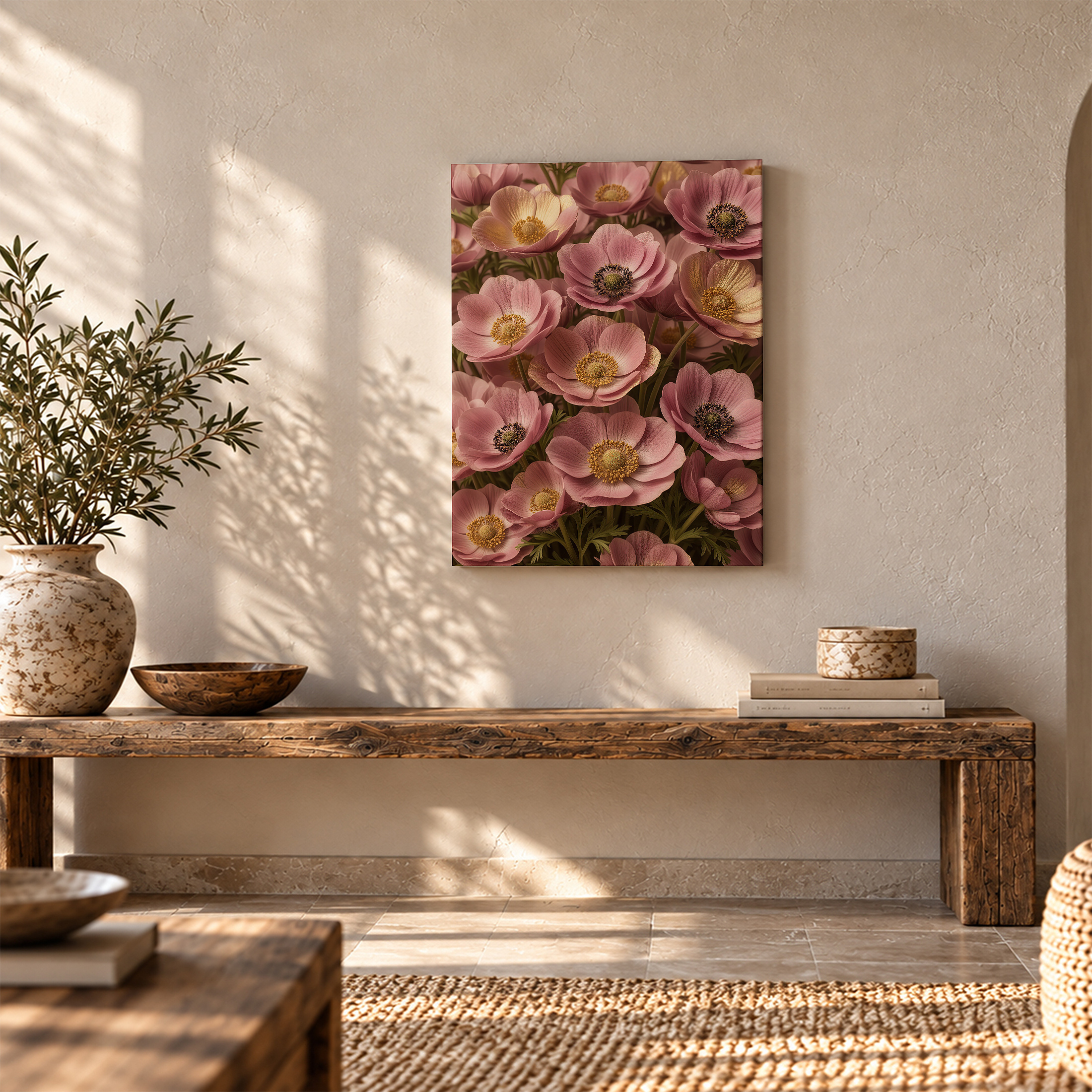 Pink Anemone Bloom Framed Canvas Wall Art - Image 5