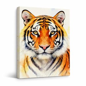 Watercolor Tiger Framed Canvas Wall Art | Ready to Hang Decor