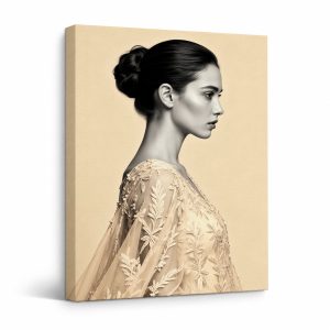 Elegant Sepia Portrait Framed Canvas Wall Art - Ready to Hang
