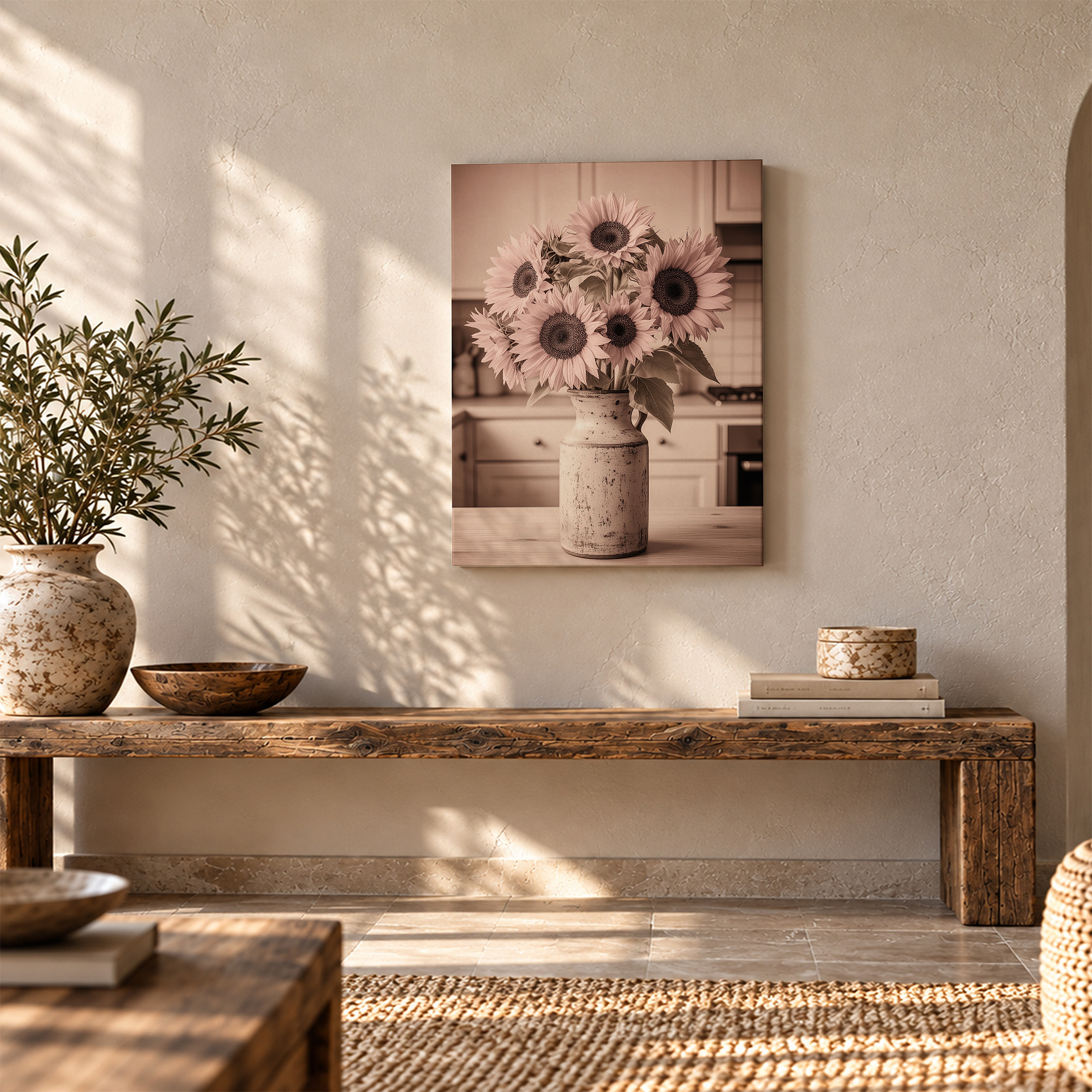 Vintage Sunflower Kitchen Framed Canvas Wall Art - Ready to Hang - Image 5