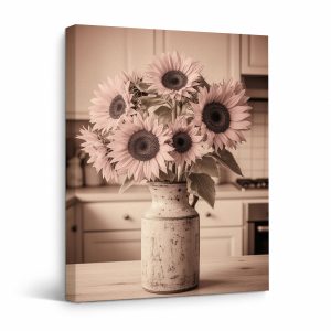 Vintage Sunflower Kitchen Framed Canvas Wall Art - Ready to Hang