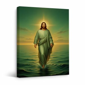 Jesus Walking on Water Framed Canvas Wall Art - Serene Biblical Art
