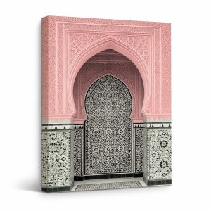 Pink Moroccan Arch Framed Canvas Wall Art - Ready to Hang