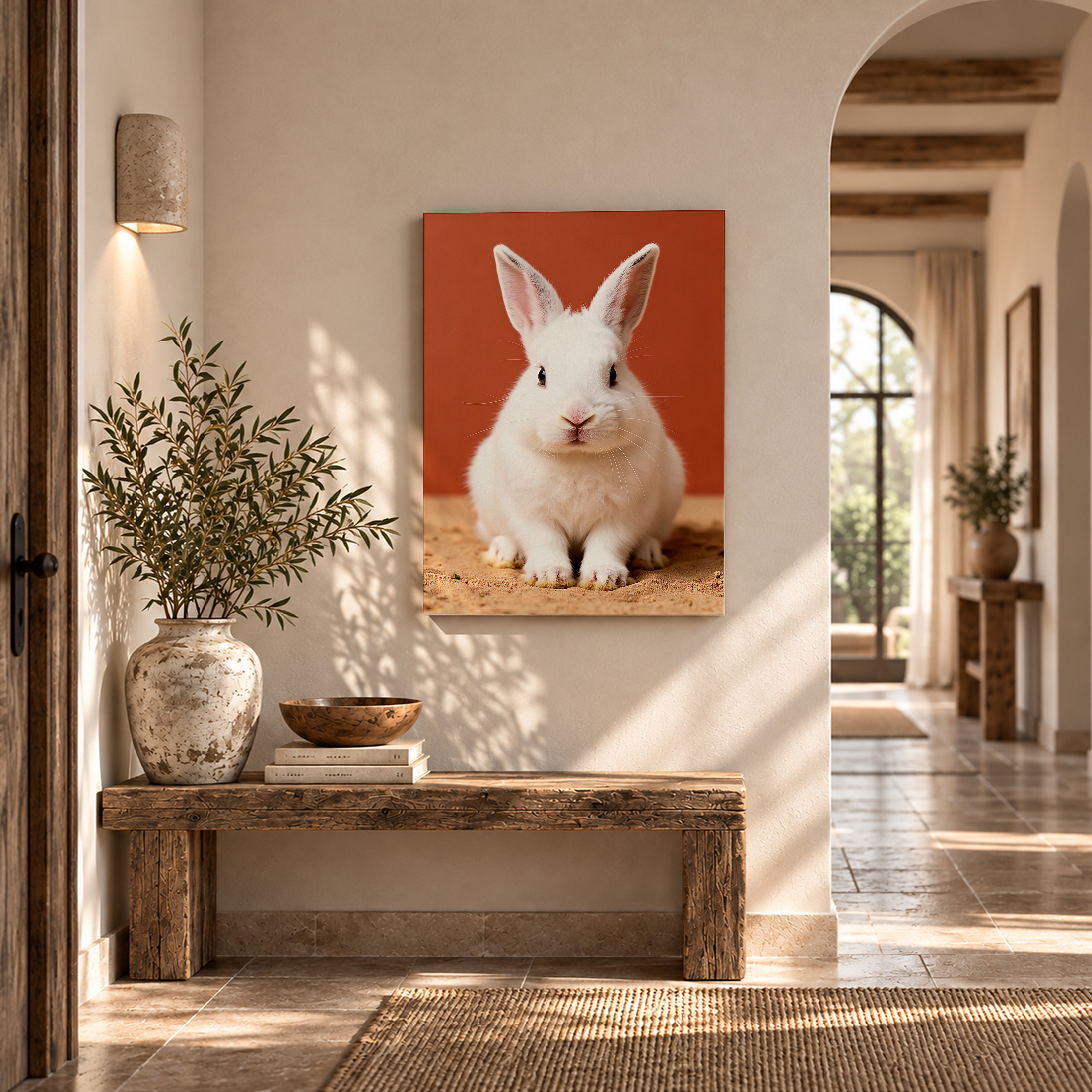 Cute White Rabbit Framed Canvas Wall Art - Ready to Hang | Imagcanvas.com - Image 6