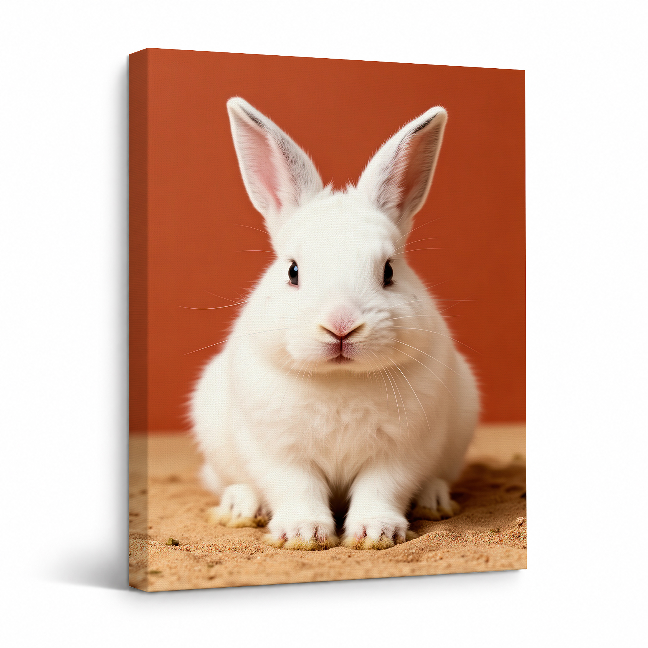 Cute White Rabbit Framed Canvas Wall Art - Ready to Hang | Imagcanvas.com