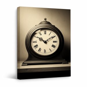 Vintage Roman Numeral Clock Framed Canvas Wall Art - Ready to Hang