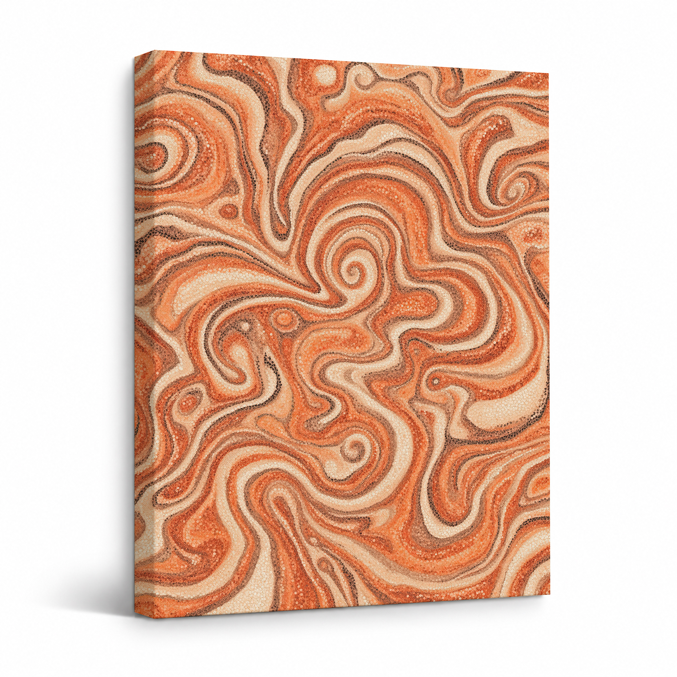 Warm Swirl Abstract Framed Canvas Wall Art - Ready to Hang
