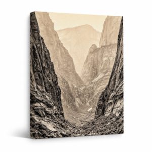 Vintage Canyon Landscape Framed Canvas Wall Art - Ready to Hang