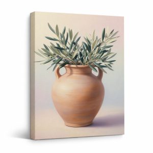 Mediterranean Olive Branch Framed Canvas Wall Art - Ready to Hang