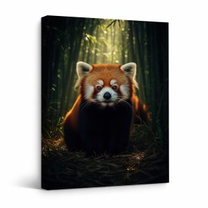 Red Panda in Bamboo Forest Framed Canvas Wall Art Ready to Hang