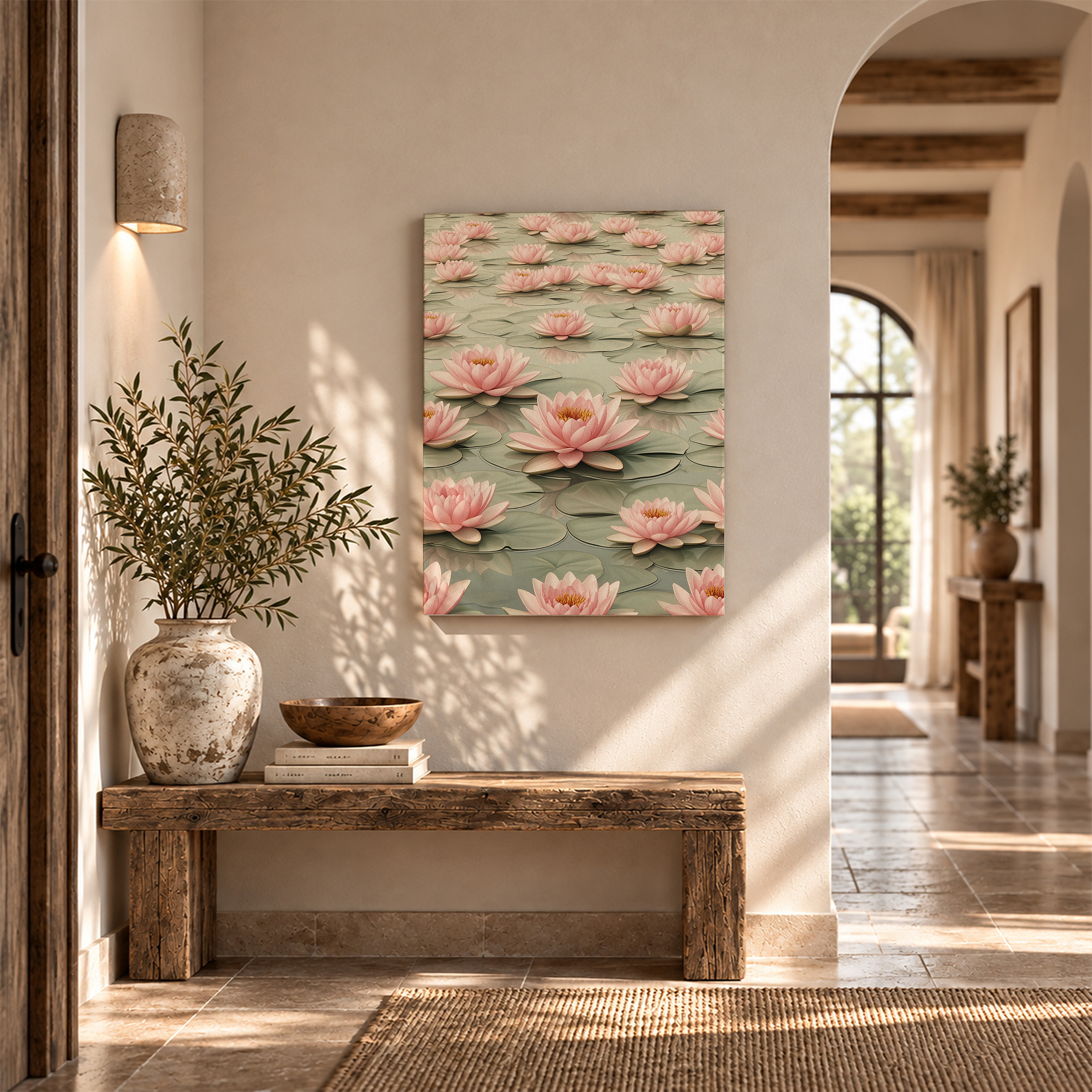Pink Water Lily Garden Framed Canvas Wall Art - Serene Home Decor - Image 6