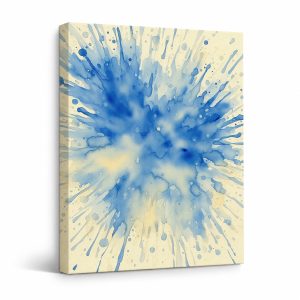 Blue Watercolor Splash Framed Canvas Wall Art