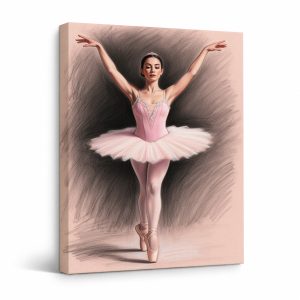 Pink Ballerina Ballet Dance Framed Canvas Wall Art