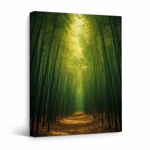Bamboo Forest Path Framed Canvas Wall Art - Serene Nature Decor