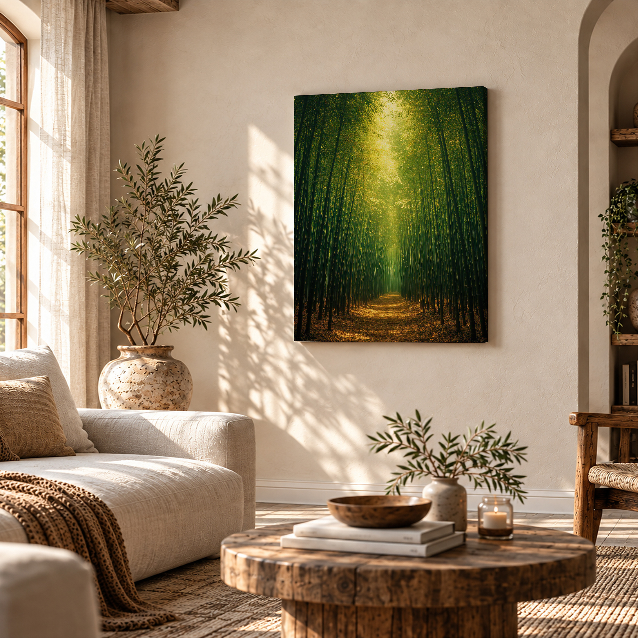 Bamboo Forest Path Framed Canvas Wall Art - Serene Nature Decor - Image 4