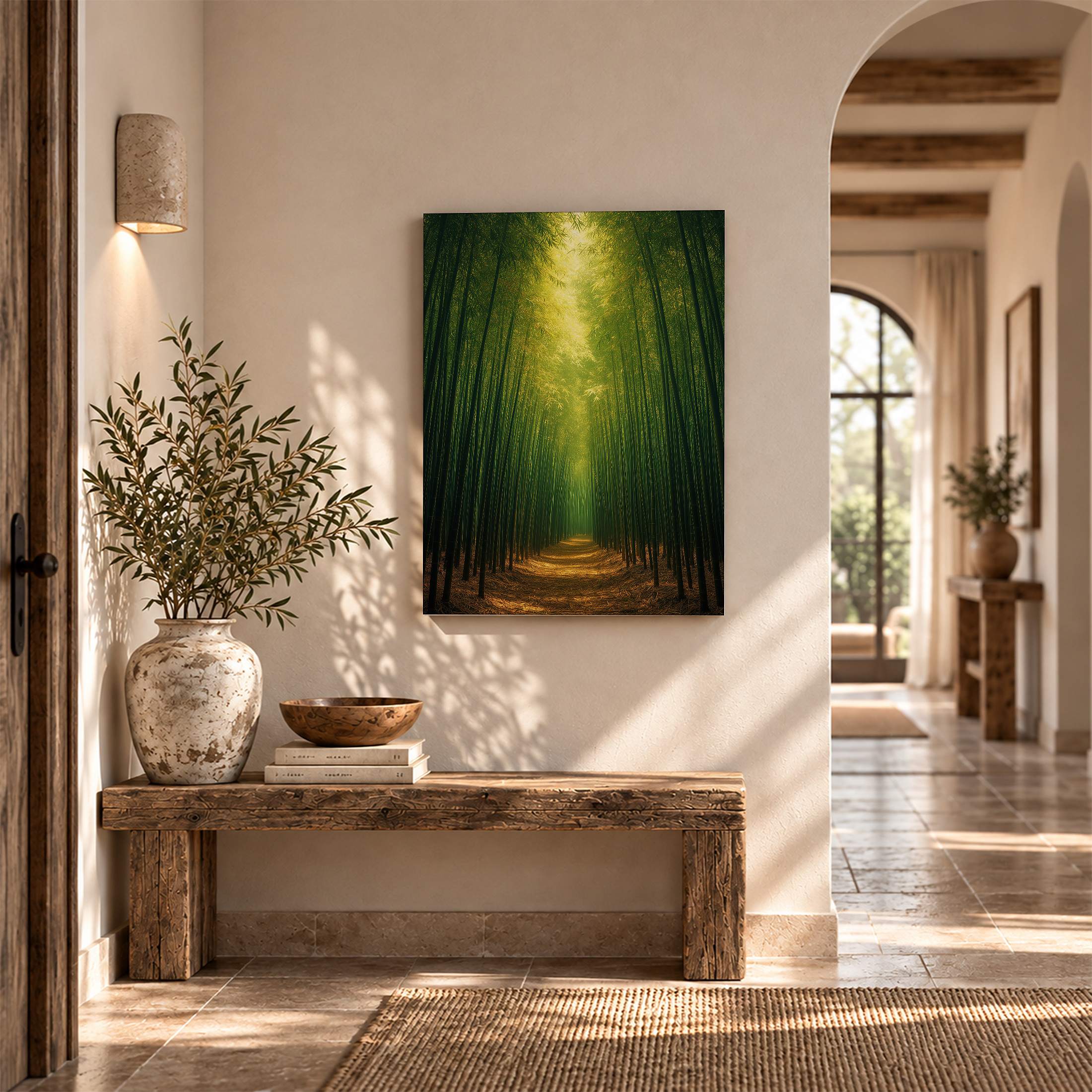 Bamboo Forest Path Framed Canvas Wall Art - Serene Nature Decor - Image 6