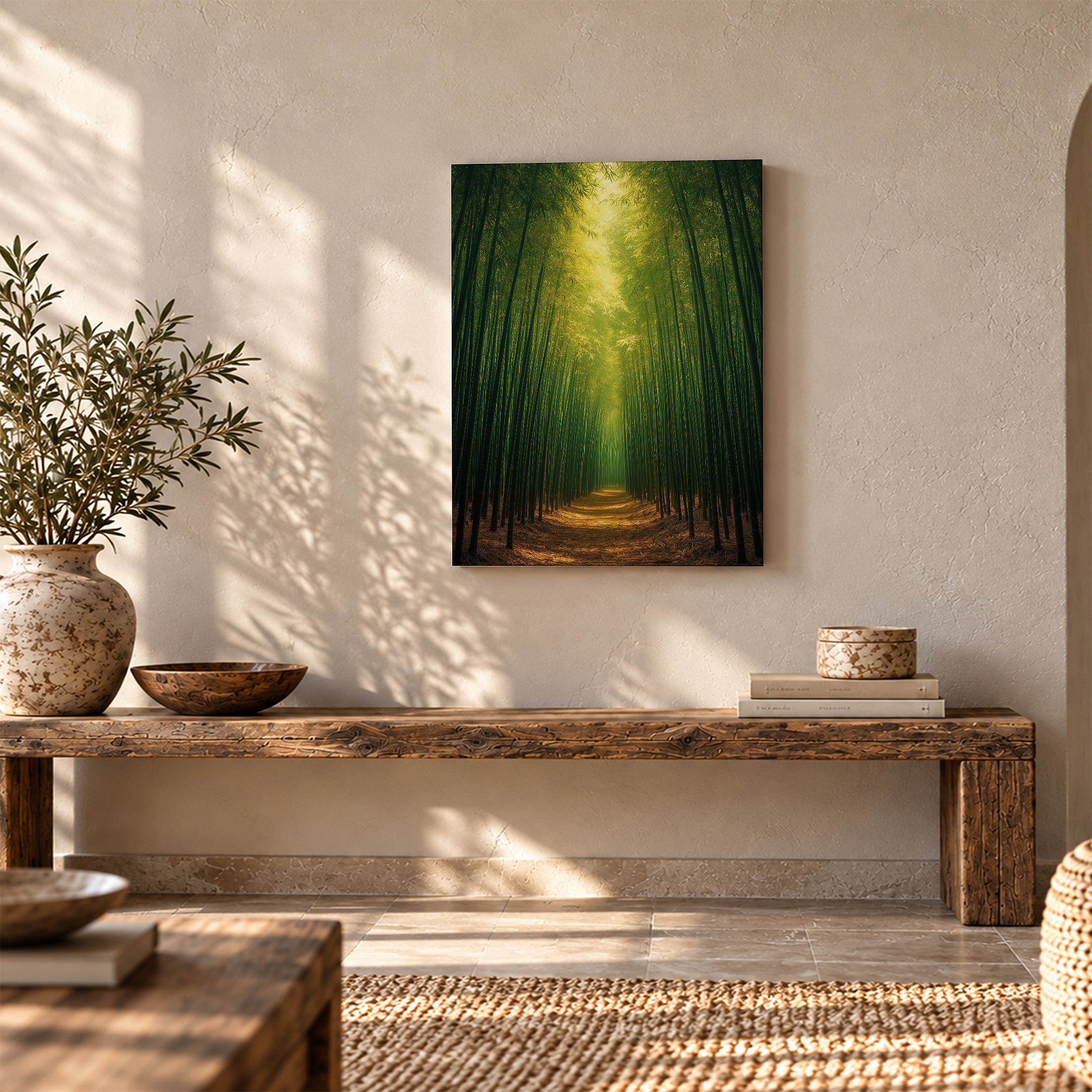 Bamboo Forest Path Framed Canvas Wall Art - Serene Nature Decor - Image 5
