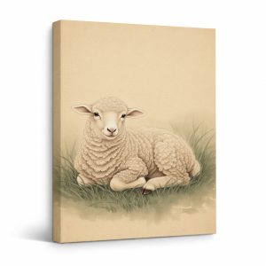 Vintage Sheep Pastoral Framed Canvas Wall Art | Ready to Hang