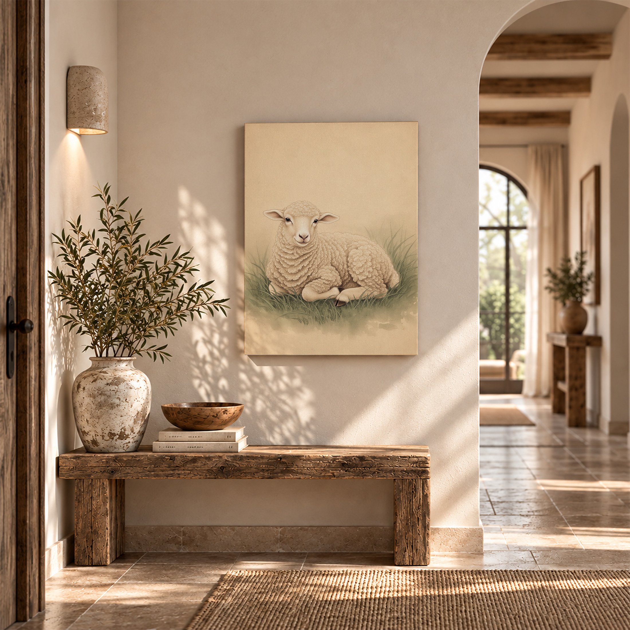 Vintage Sheep Pastoral Framed Canvas Wall Art | Ready to Hang - Image 6