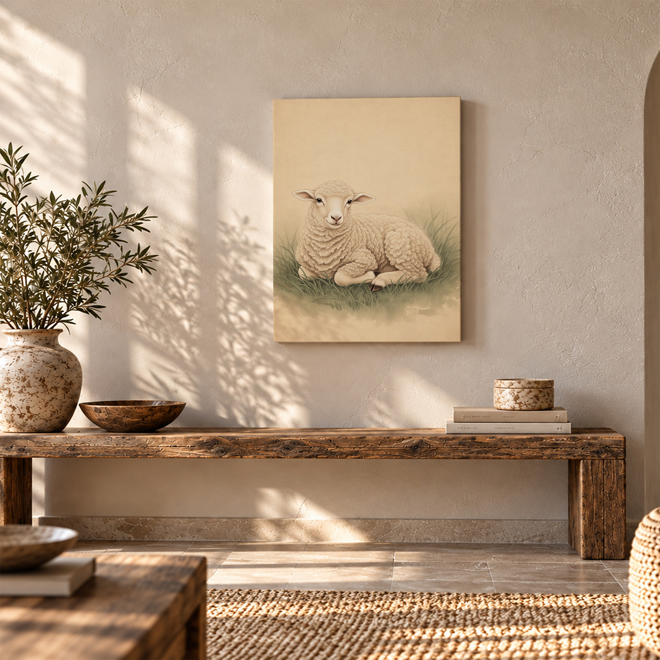 Vintage Sheep Pastoral Framed Canvas Wall Art | Ready to Hang - Image 5