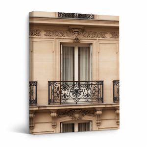 Parisian Balcony Architecture Framed Canvas Wall Art - Ready to Hang