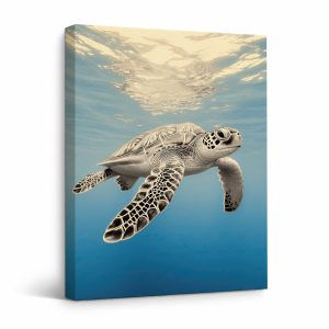 Underwater Sea Turtle Serenity Framed Canvas Wall Art - Ready to Hang