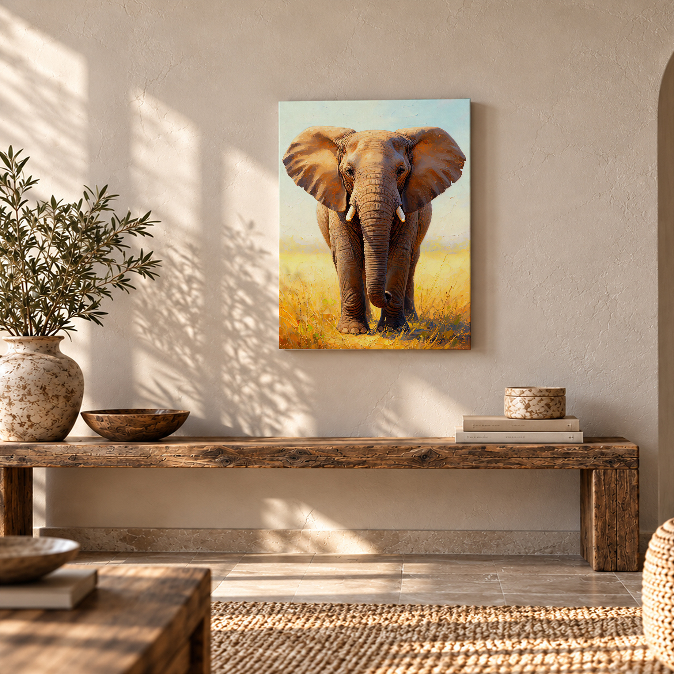 Elephant Savanna Painting Framed Canvas Wall Art Ready to Hang - Image 5