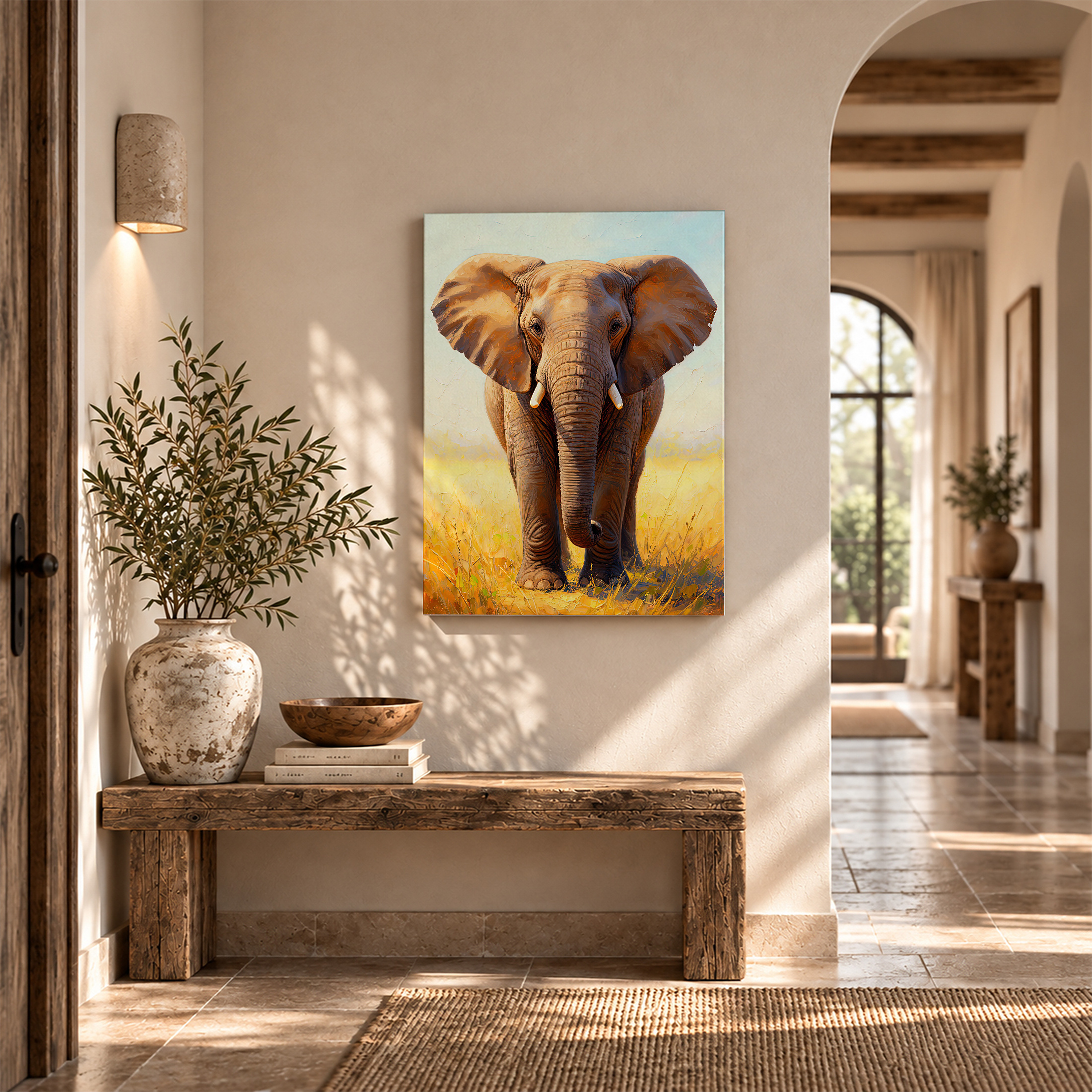 Elephant Savanna Painting Framed Canvas Wall Art Ready to Hang - Image 6