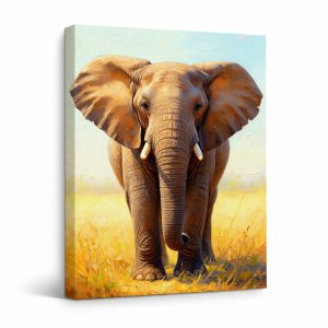 Elephant Savanna Painting Framed Canvas Wall Art Ready to Hang