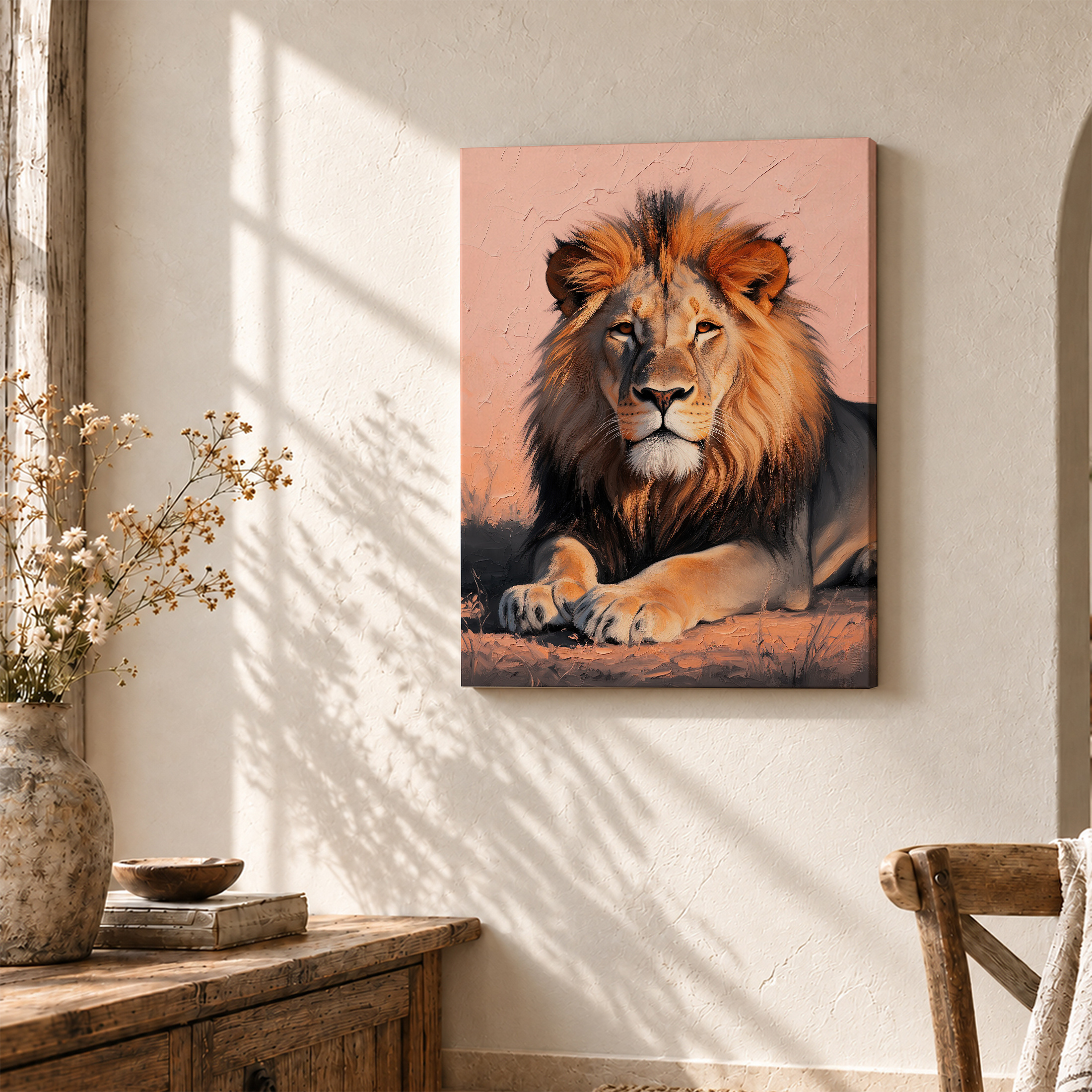 Majestic Lion Sunset Framed Canvas Wall Art | Ready to Hang - Image 3