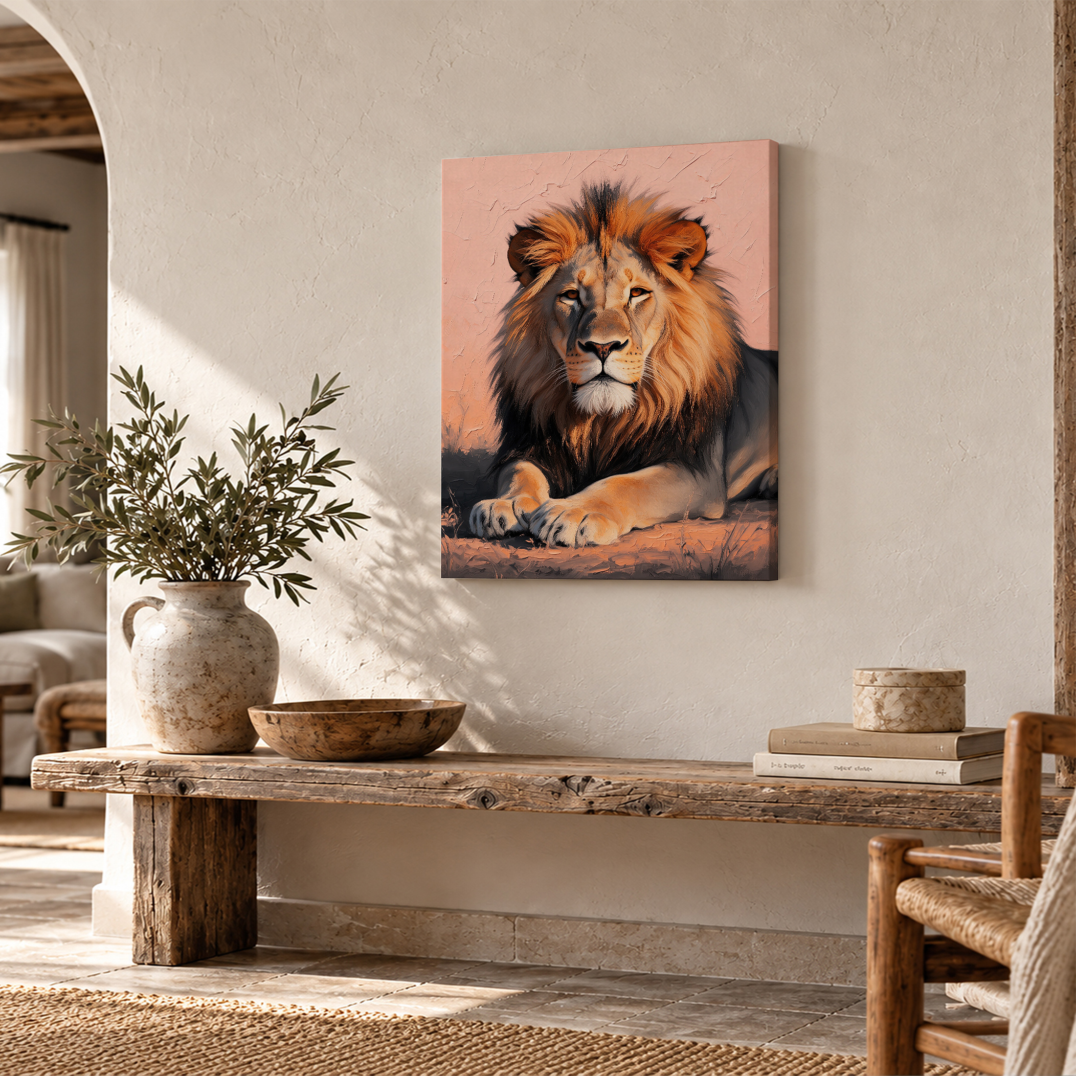 Majestic Lion Sunset Framed Canvas Wall Art | Ready to Hang - Image 2