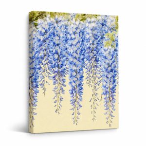 Blue Wisteria Blooms Framed Canvas Wall Art - Ready to Hang