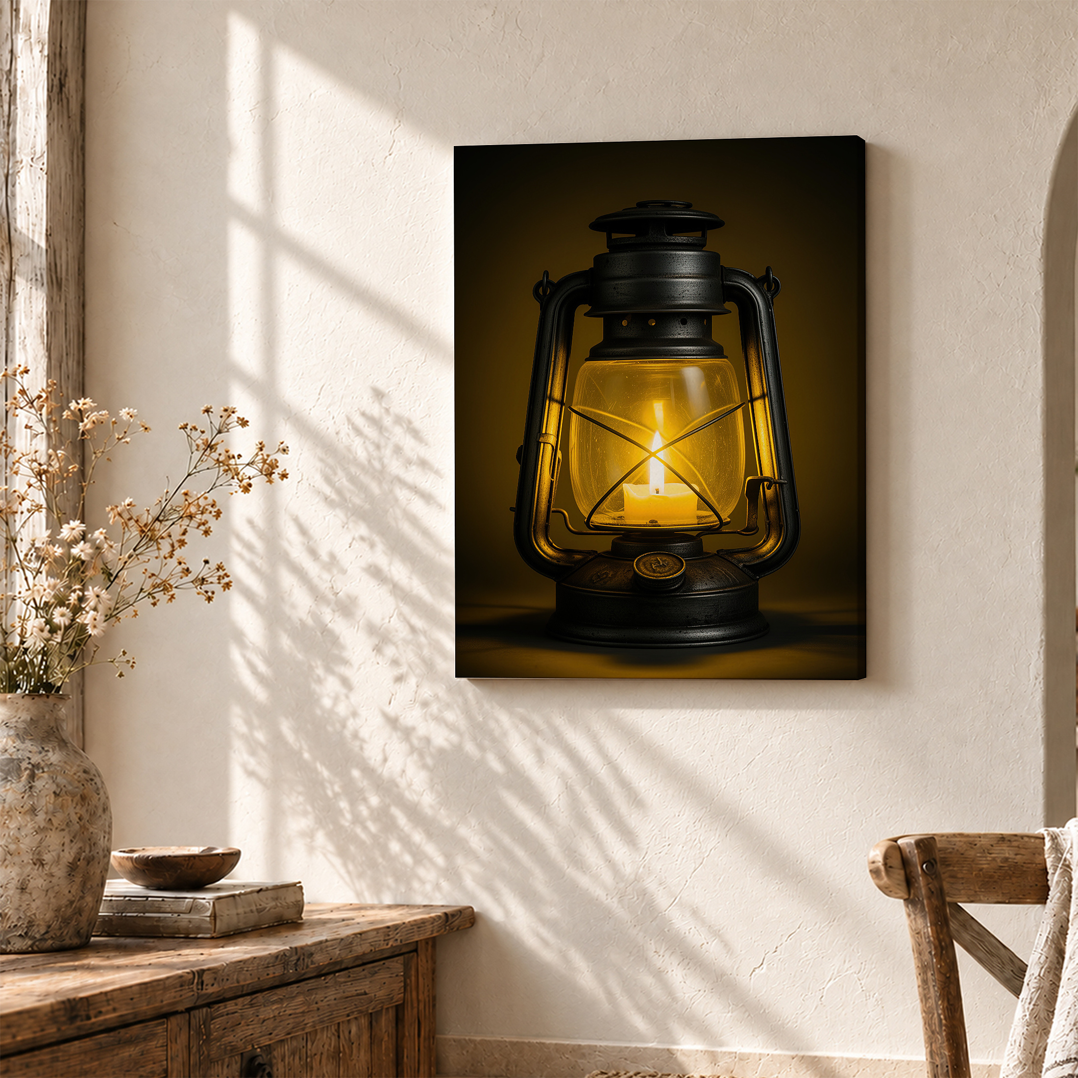 Vintage Oil Lamp Glow Framed Canvas Wall Art - Cozy Home Decor - Image 3