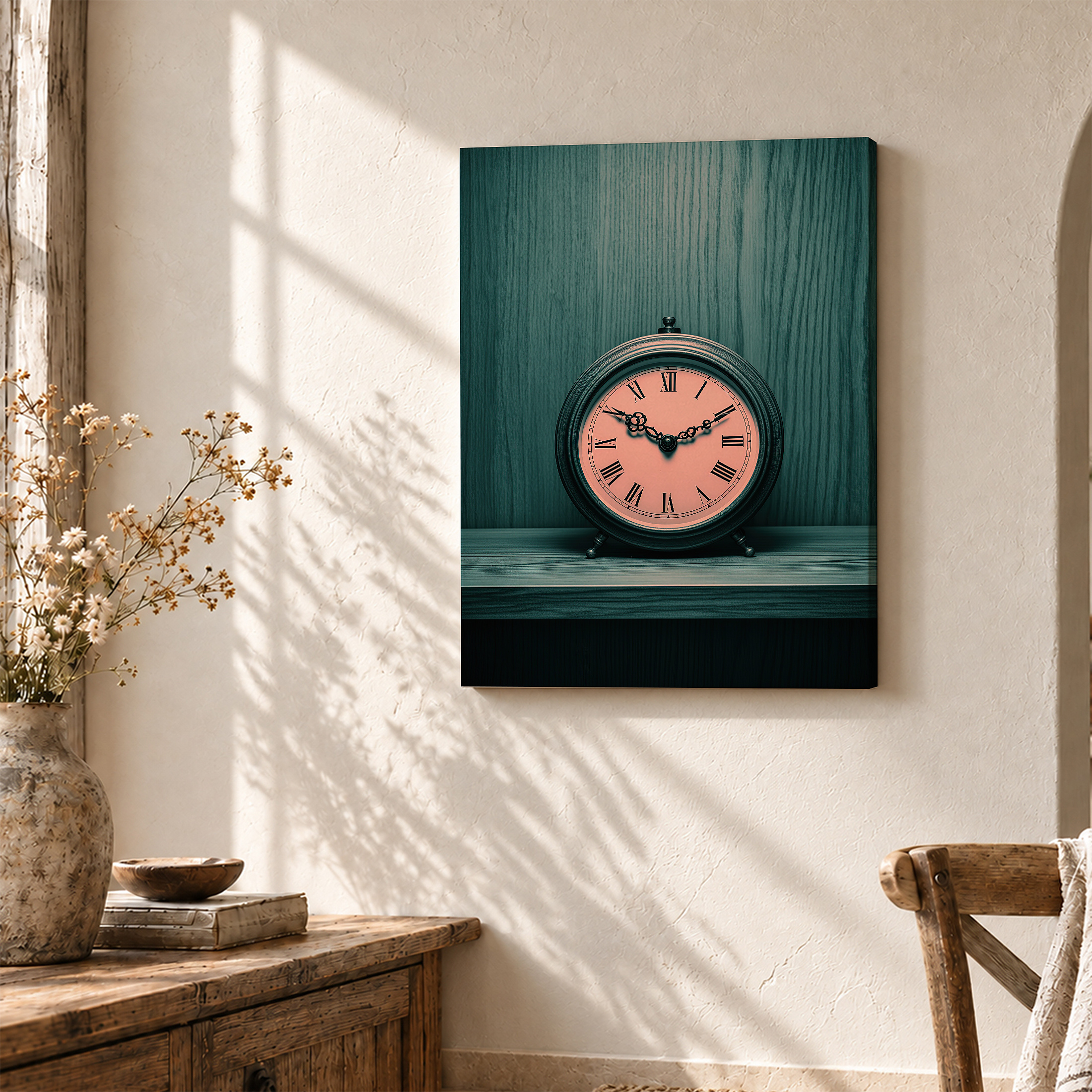 Vintage Alarm Clock Framed Canvas Wall Art - Retro Timepiece Decor - Image 3
