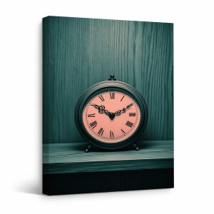 Vintage Alarm Clock Framed Canvas Wall Art - Retro Timepiece Decor