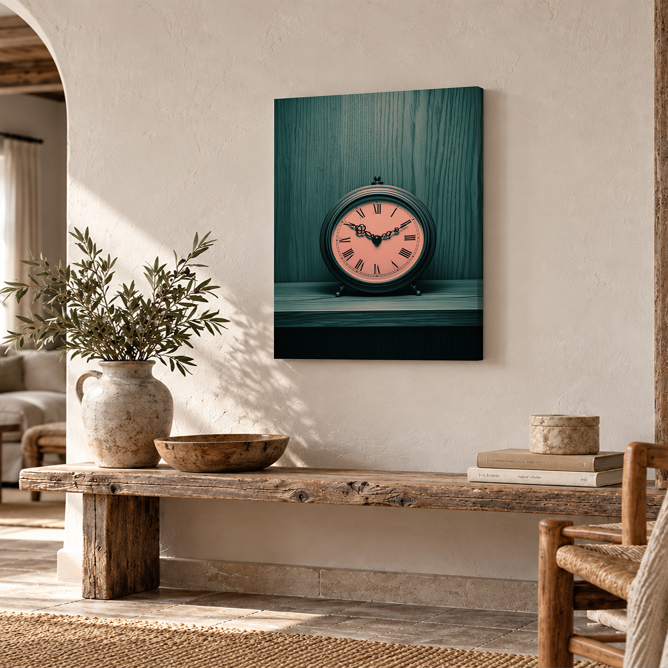 Vintage Alarm Clock Framed Canvas Wall Art - Retro Timepiece Decor - Image 2