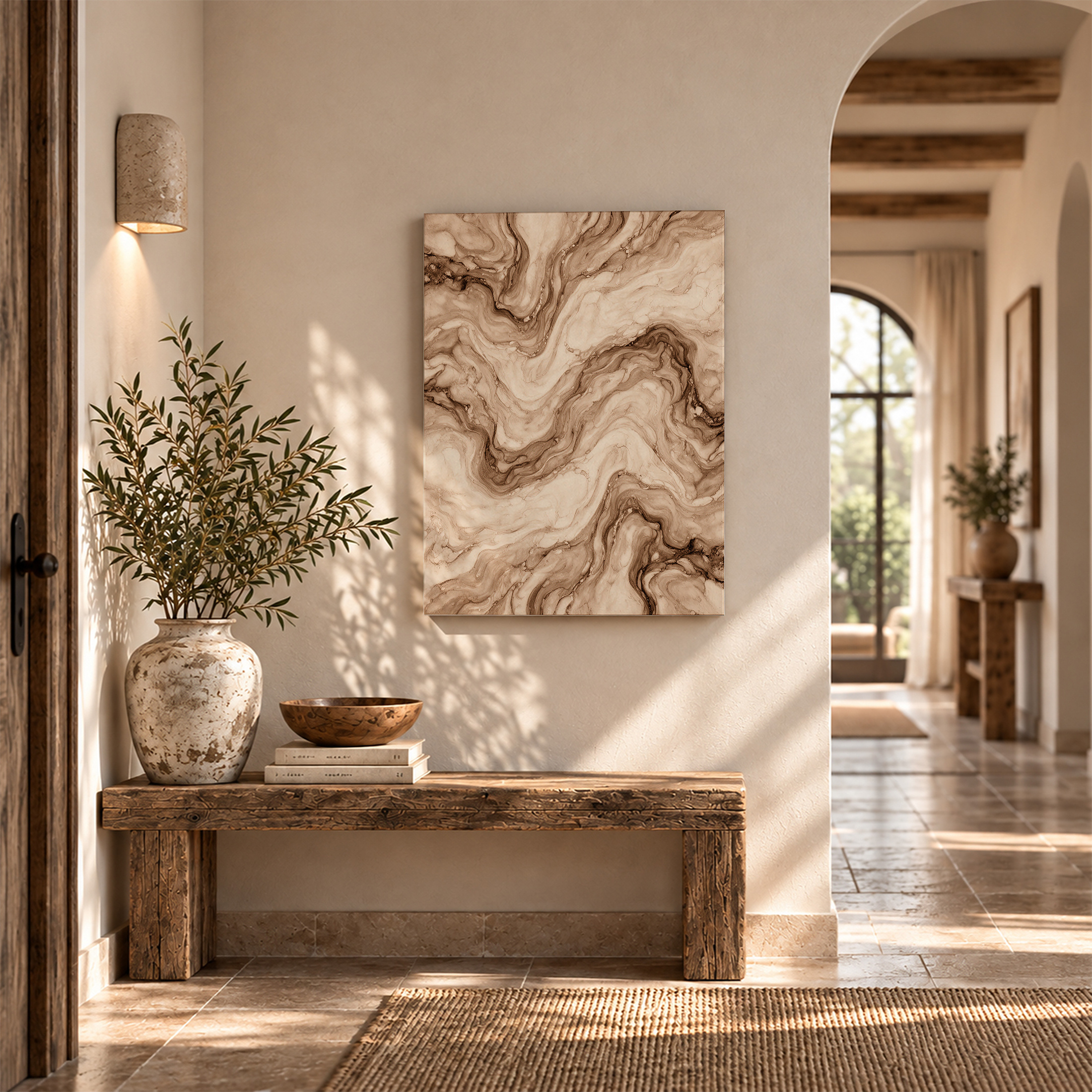 Beige Brown Marble Abstract Framed Canvas Wall Art | Ready to Hang - Image 6