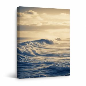 Golden Hour Ocean Wave Framed Canvas Wall Art