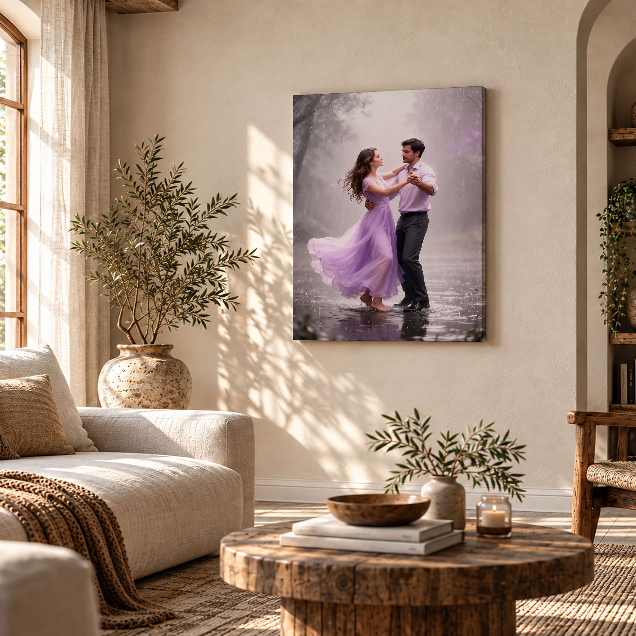 Rainy Dance Romance Framed Canvas Wall Art | Ready to Hang - Image 4