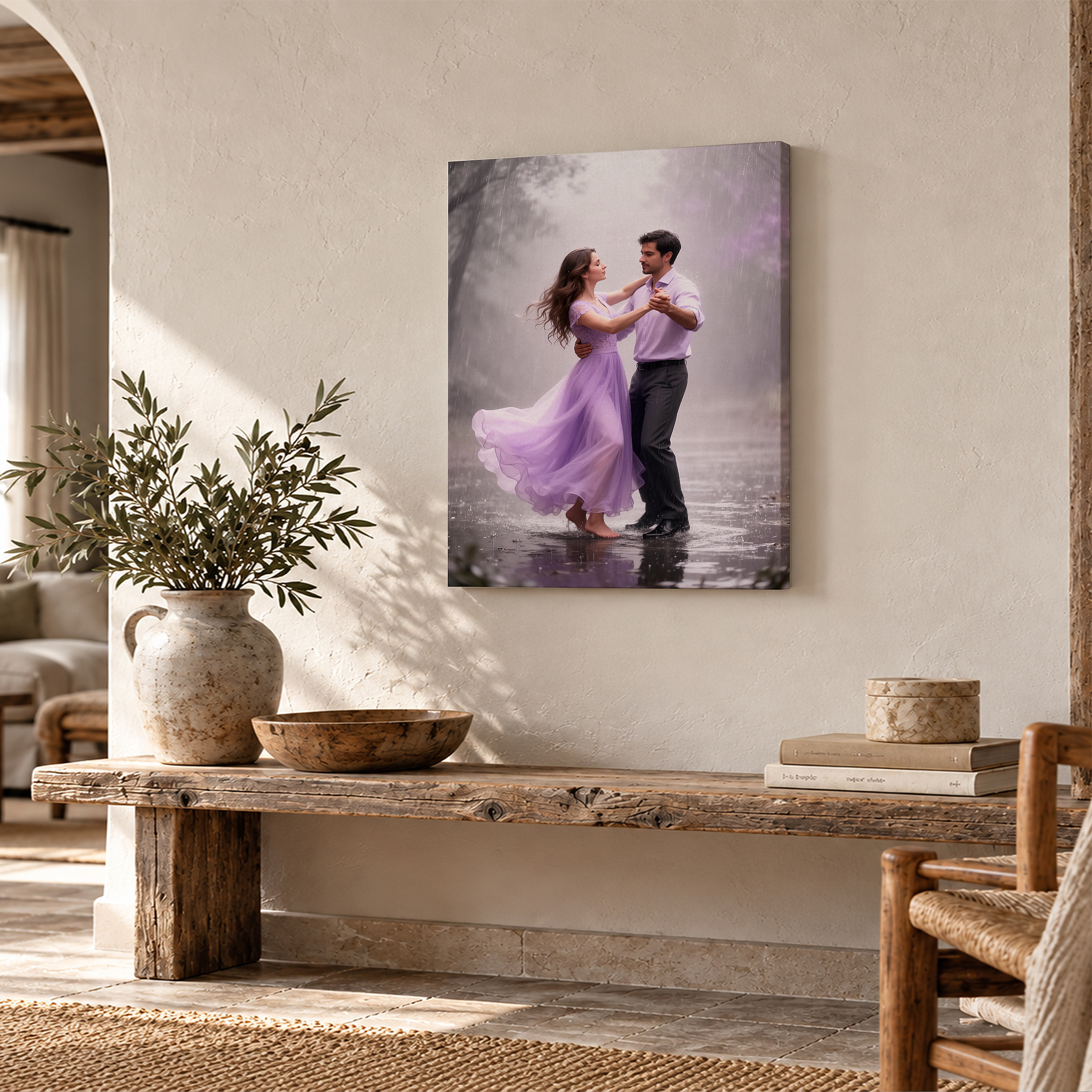 Rainy Dance Romance Framed Canvas Wall Art | Ready to Hang - Image 2
