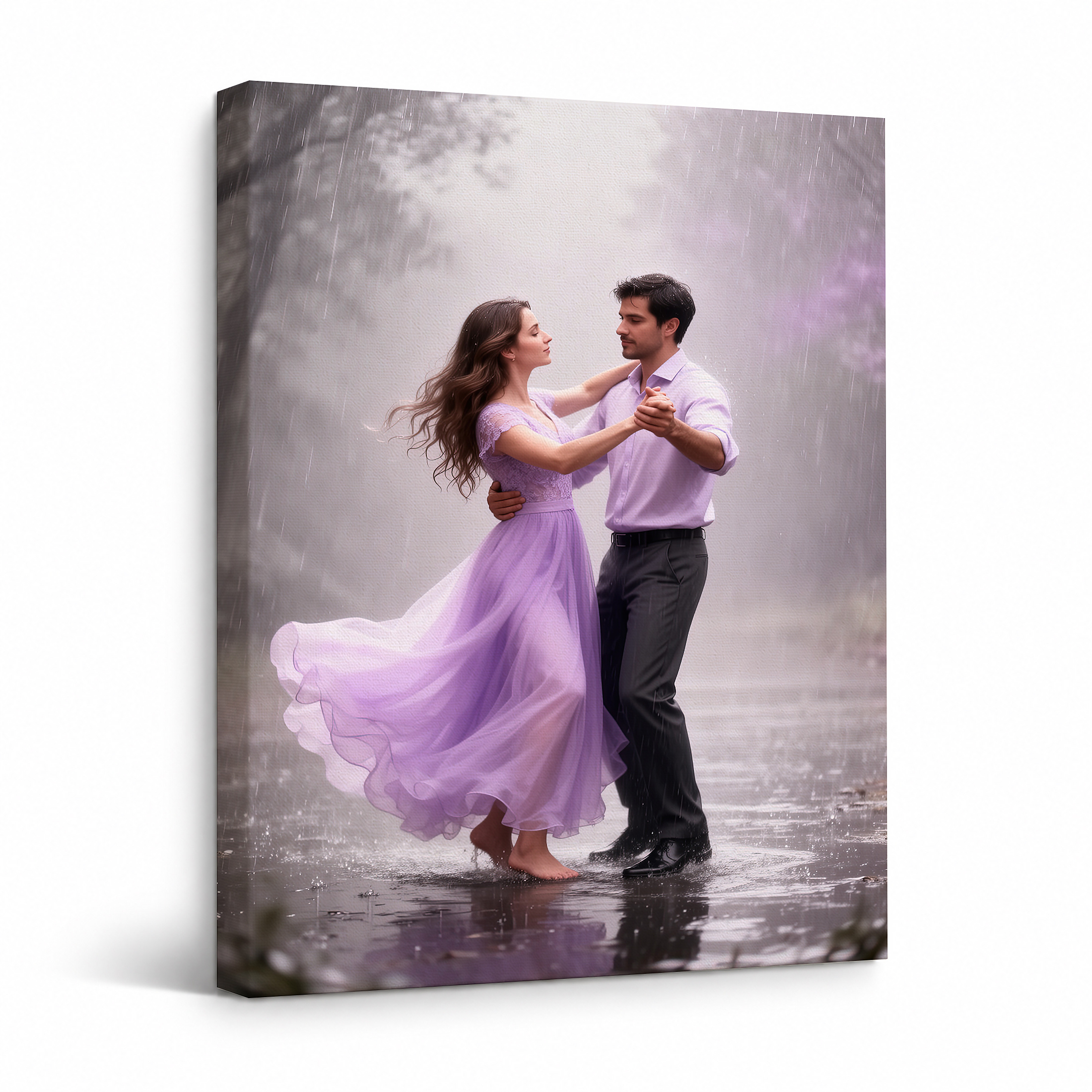 Rainy Dance Romance Framed Canvas Wall Art | Ready to Hang