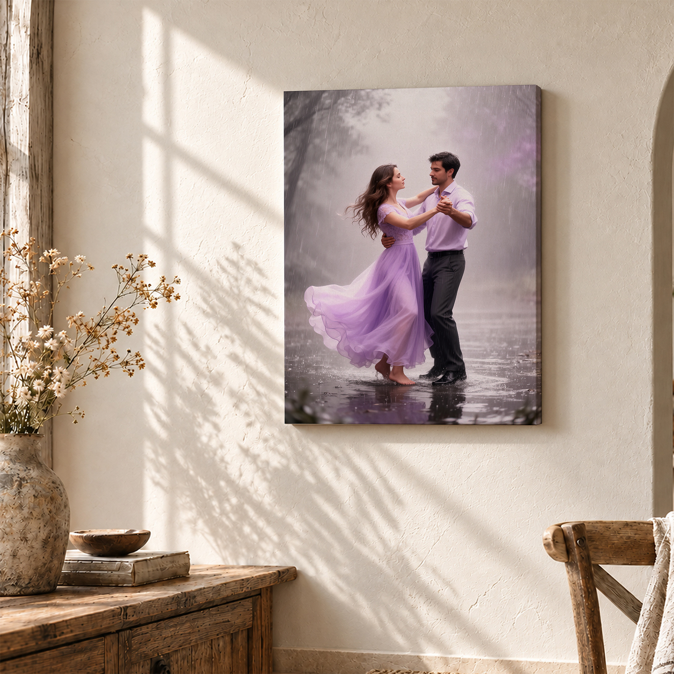 Rainy Dance Romance Framed Canvas Wall Art | Ready to Hang - Image 3