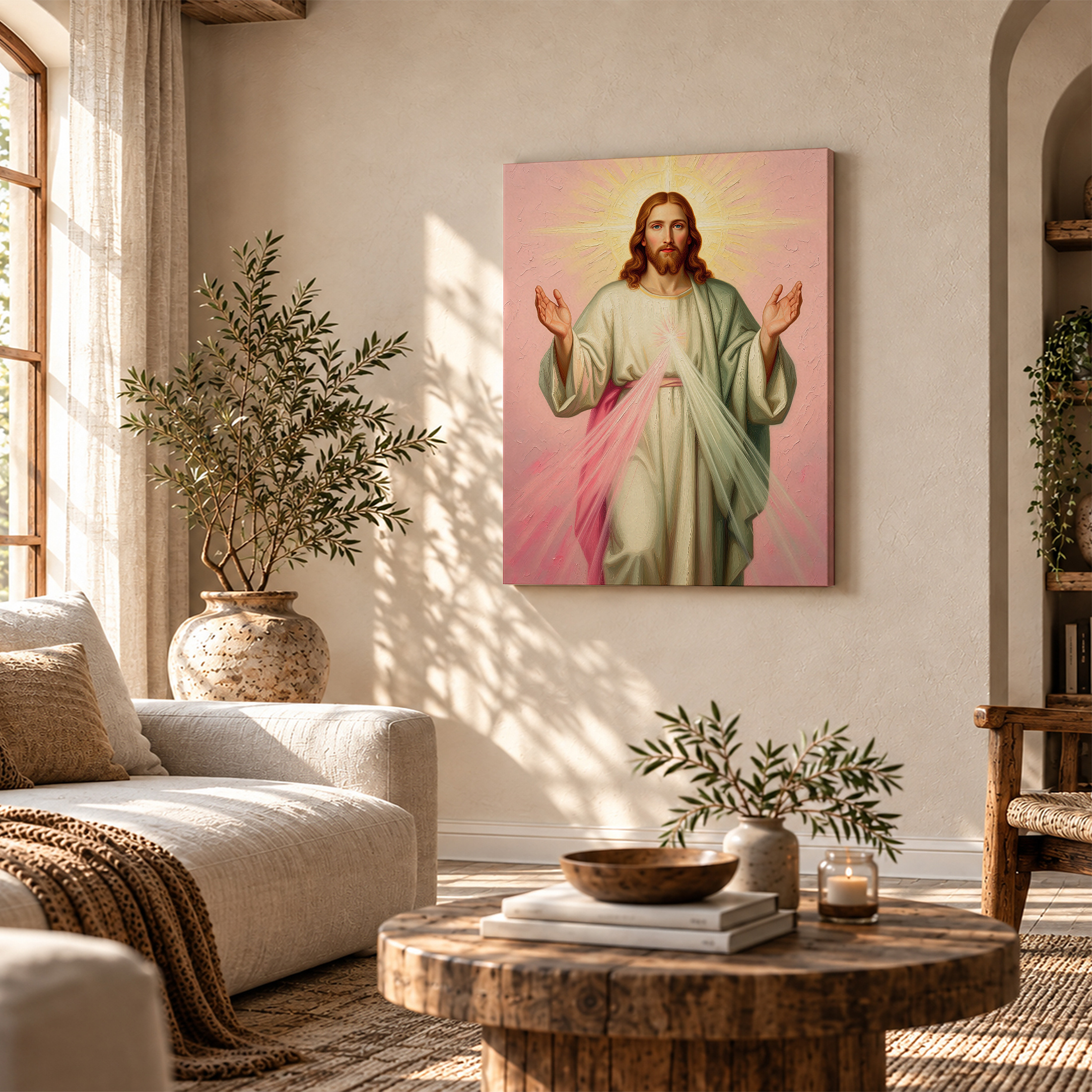 Divine Light Jesus Framed Canvas Wall Art - Ready to Hang - Image 4