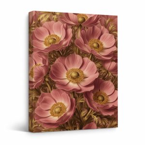 Pink Anemone Floral Framed Canvas Wall Art - Ready to Hang