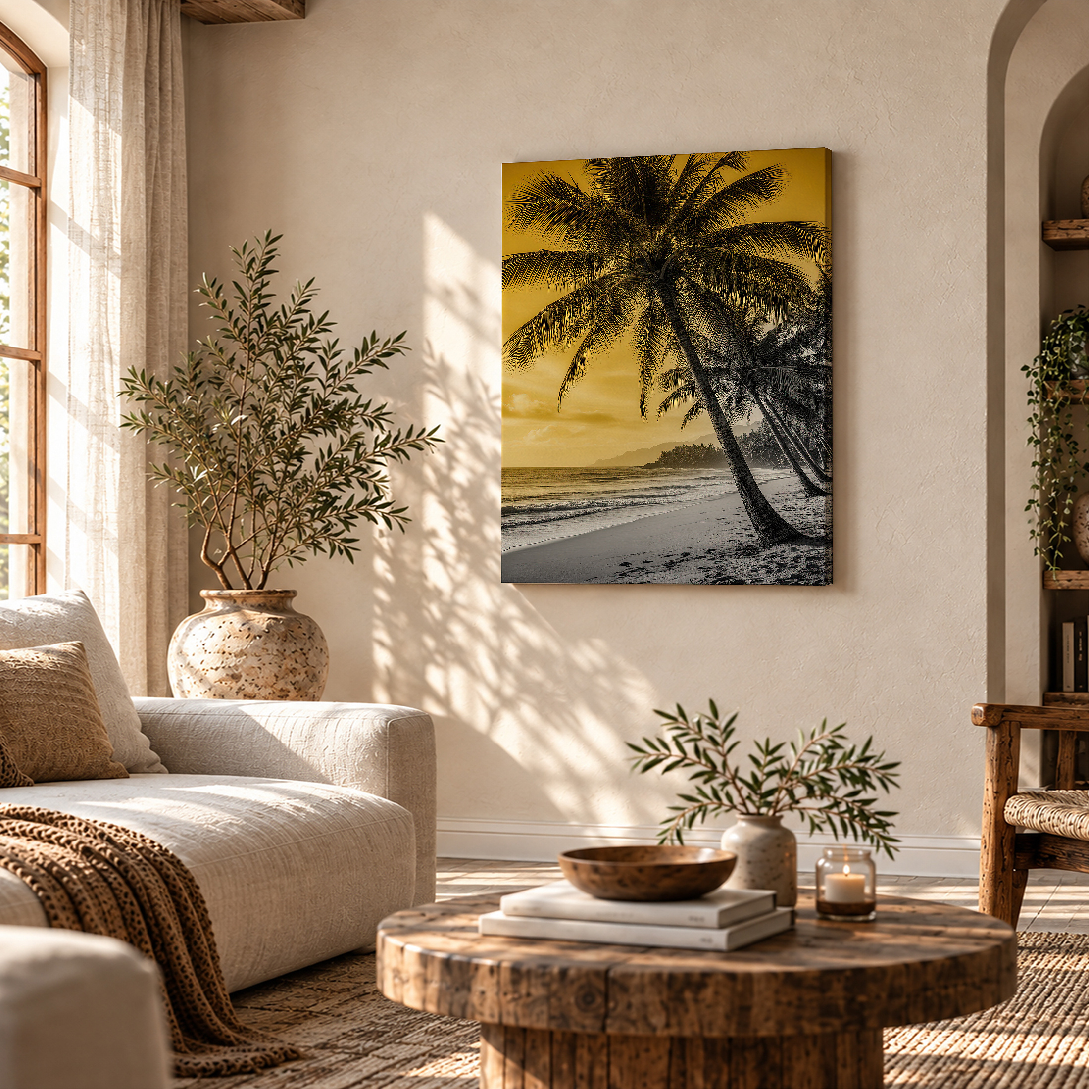 Tropical Sunset Palm Trees Framed Canvas Wall Art - Ready to Hang - Image 4