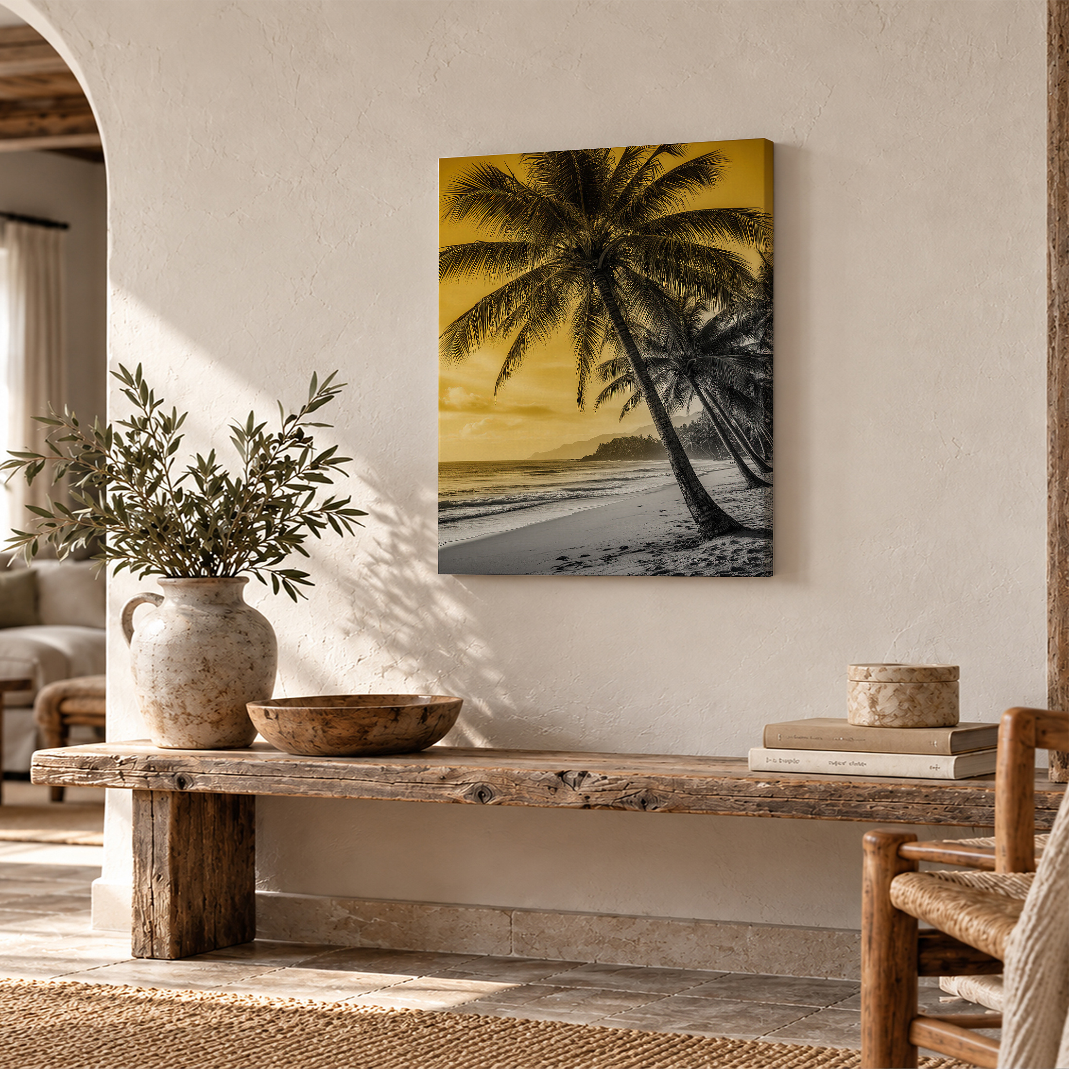 Tropical Sunset Palm Trees Framed Canvas Wall Art - Ready to Hang - Image 2