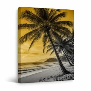 Tropical Sunset Palm Trees Framed Canvas Wall Art - Ready to Hang
